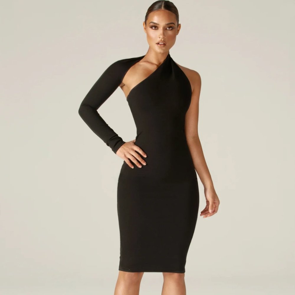 Alieva Dasha Modern Midi Dress (Black)